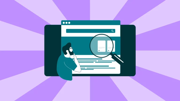 Green webpage graphic over purple background
