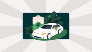 Graphic of car with battery on white background